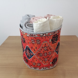 Handmade Cotton Standing Basket,  Minimalist Decor Basket, Baskets, Crochet Organizer, Storage Basket, Bathroom Organizer Basket