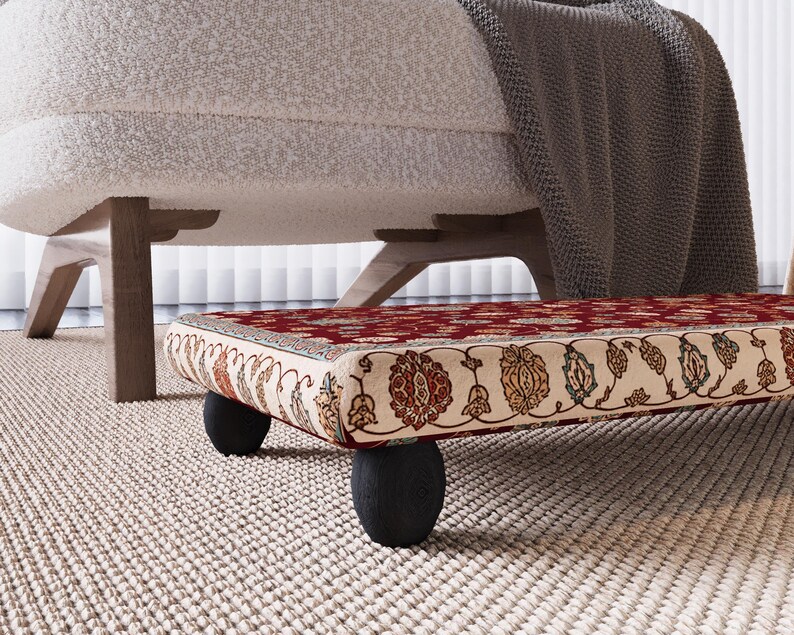 Perfect accent for modern home, Compact footrest, Mudroom bench, Turkish style footstool, Country decor bench stool, Comfort footstool,M-512