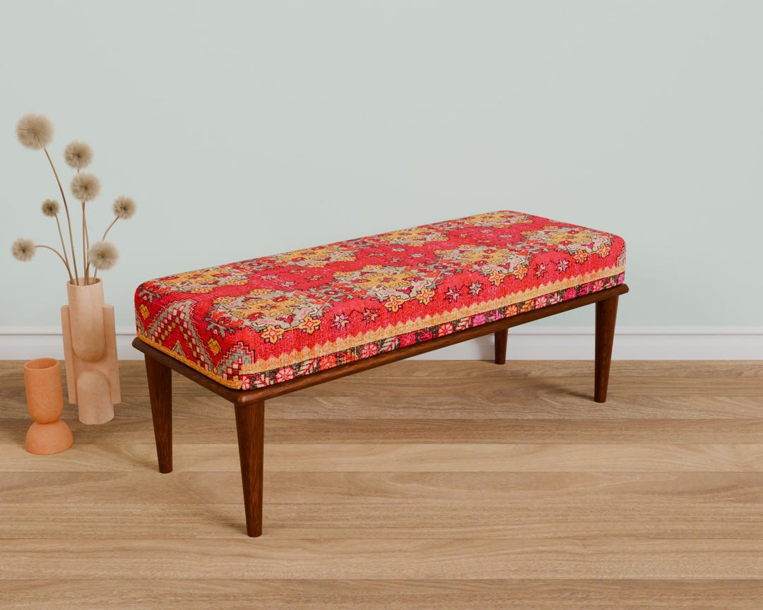 Pink-coral Color Bench, Farmhouse Bench, Geometrical Bench, Luxury ...