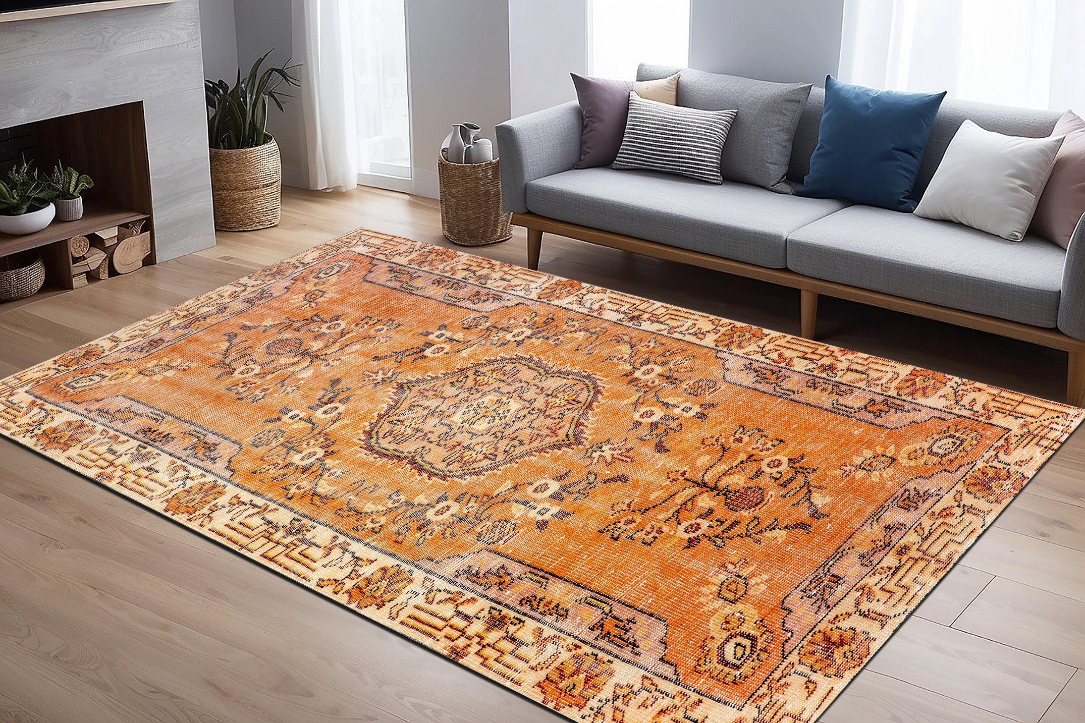Botanical Rug, Digital Print Rug, Bedroom Area Rug, Basement Rug ...