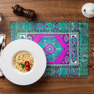 Elegance Table Placemats, Groovy Placemat, Dining Table Mat, Friends Gathering Mat, Rustic Table Mat, Vintage Inspired Mat, Chenille Textile