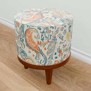 Victorian style pouf, Modern shoe stool, Unique design pouf, Utility furniture, Doorway round stool, Ottoman wood bench, Coffee table, M-7