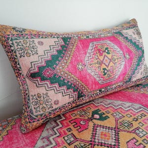 Kissen mit Ethno-Motiv, rosa Kissenbezug, Ottomanenkissen, Retro-Kissenbezug, waschbares Kissen, Nackenkissenbezug, weicher Kissenbezug, Bodenkissen Bild 8