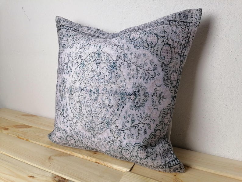 Pale Gray Medallion Case | Soft Print Throw Cushion | Detailed Room Pillowcase image 12