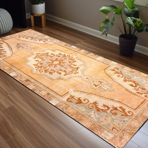 Bohemian rug, Orange area rug, Washable rug, Bedroom rug, Entrance rug, Eco friendly rug, Home decor rug, Vintage pattern rug, Medallion rug