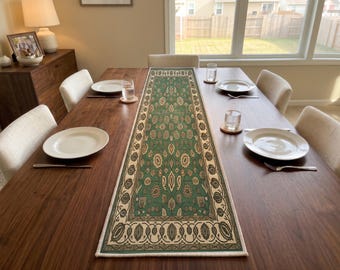 Emerald Floral Table Runner | Entryway Console Scarf | Modern Boho Home Decor