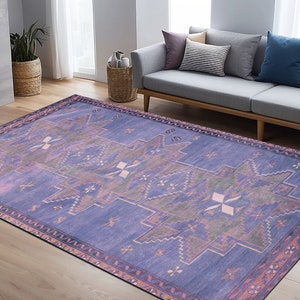 Eclectic rug, Purple rug, Tribal pattern rug, Pastel color rug, Vintage style rug, Boho chic rug, Luxury rug, Hall rug, Area rug, Print rug