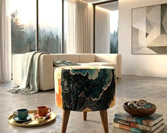 Blågrön modern vågpall | Sovrumshörna | Modern fotpall