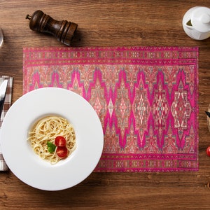 Handcrafted Placemats, Chenille Woven Mat, Antique Looking Mat, Unique Placemat, Coffee Cup Mat, Holiday Placemat, Formal Dining Mat