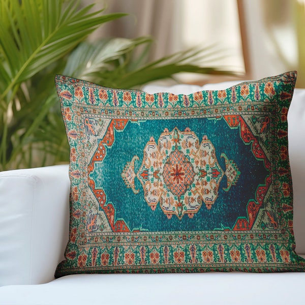 Rug cushion, Ethnic pillow, Textured cushion, Tribal cushion, Artisanal pillow, Cultural cushion, Decorative pillow, Authentic pillow