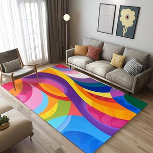 Colorful print rug, Layered rug, Elegant rug, Simply throw rug, Easy to care rug, Saloon rug, Living room rug, Area rug, Non-slip rug