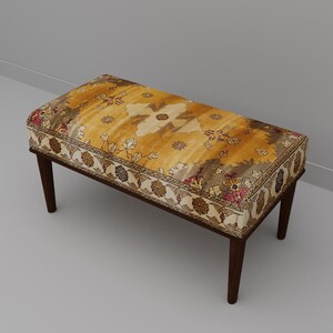 Banco estilo antiguo color mostaza / Asiento rústico para recibidor / M-262