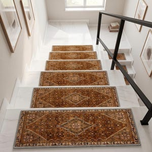 Dark Brown Diamond Stair Mats | High Traffic Stair Pads | Rustic Cabin Treads