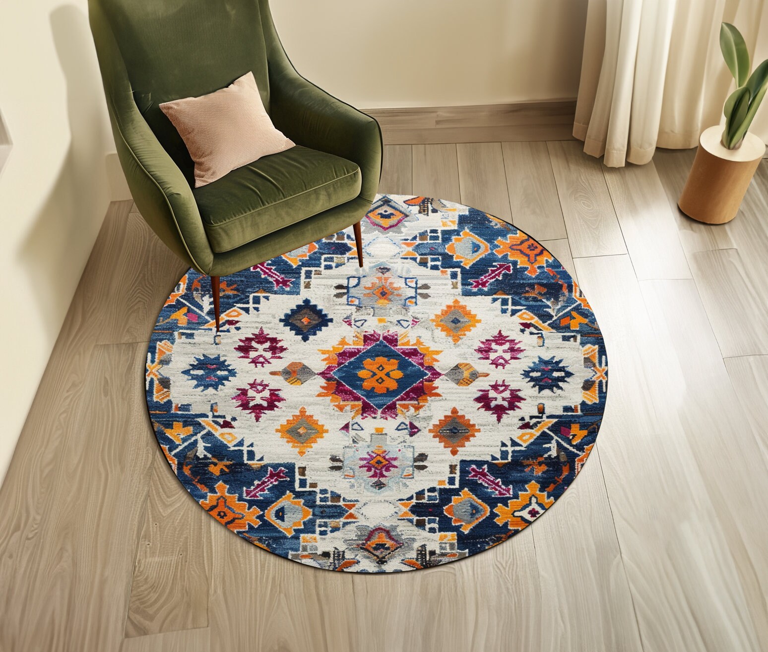 Round Shape Rug Round Shaped Rug, Nook Rug, Bed Side Rug, Meditation Rug, Ethnic Rug ...
