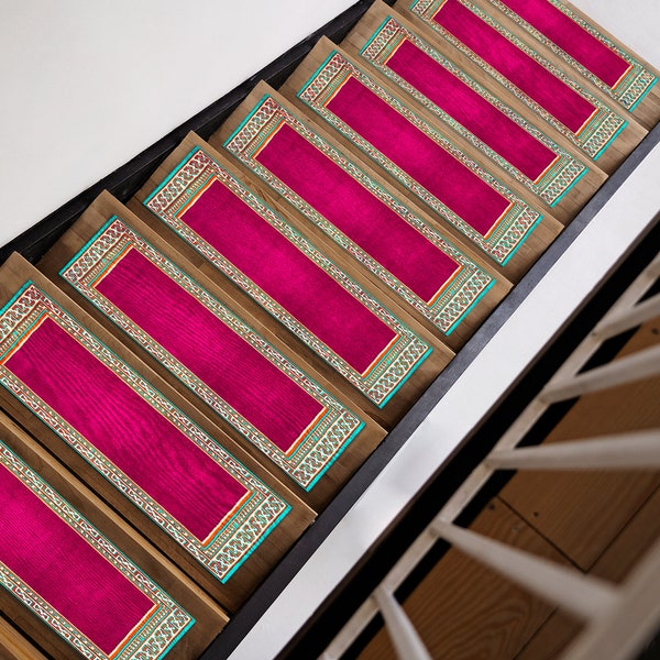 Oushak pink rug, Stair treads rug, Boho rug, Stair runner rug, Carpet rug, Non slip step mat, Stylish rug, Printed artwork, Stepping rug