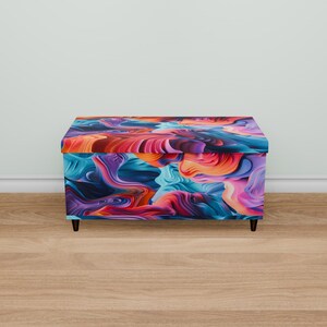 Colorful printed bench, Rustic storage, Wood storage bench, Contemporary bench, Stylish decoration, Office bench, Everyday bench, M-155