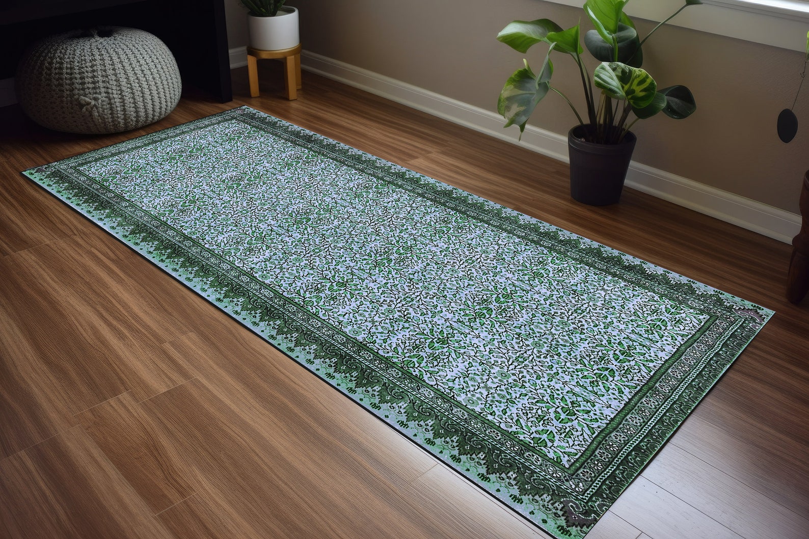 Blue and Green Rug, Country Pattern Rug, Rug for Library, 5x7 Size Rug ...