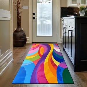 Colorful print rug, Layered rug, Elegant rug, Simply throw rug, Easy to care rug, Saloon rug, Living room rug, Area rug, Non-slip rug
