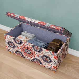 Vintage style bench, Premium storage, Ottoman trunk, Housewarming bench, Functional bench, Vanity decoration, High end furniture, M-206
