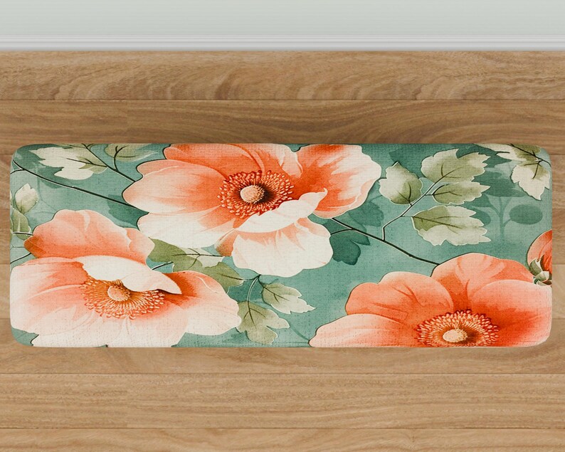 Home entrance bench, Ottoman bench, Artistic style bench, Flower pattern bench, Living room bench, Bench for corridor, Mudroom bench, M-83