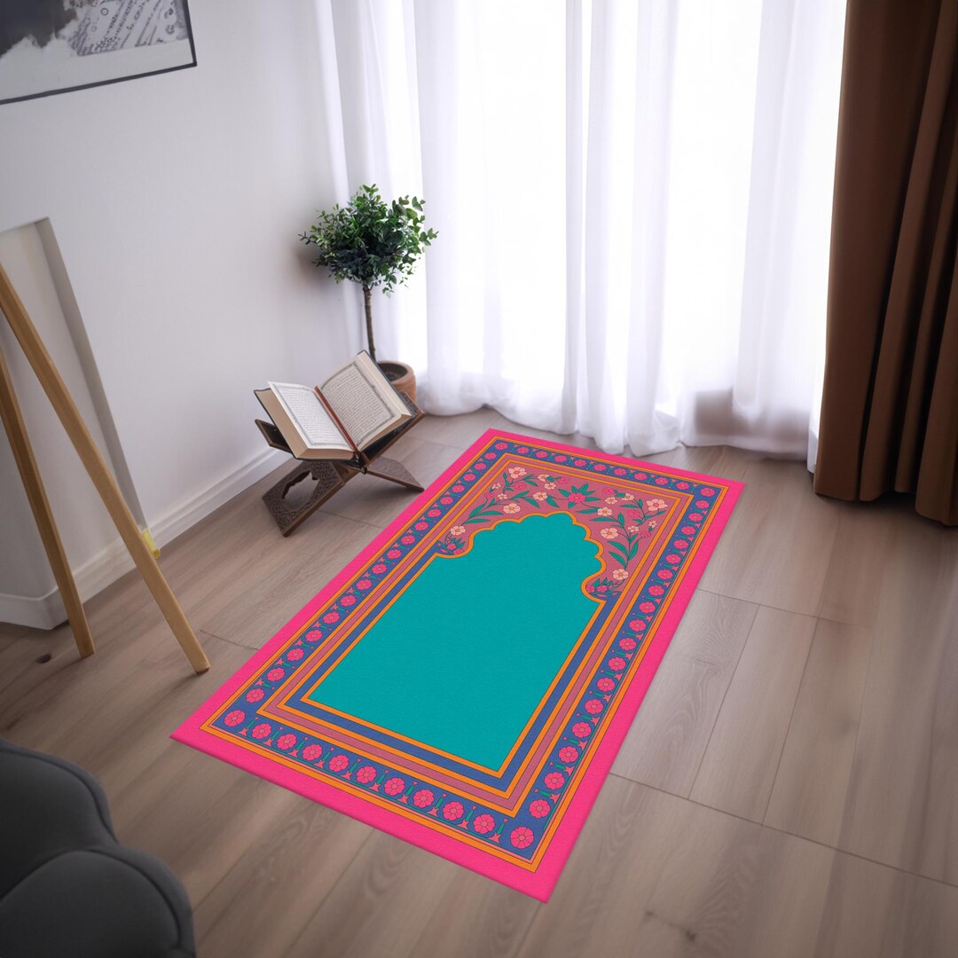 Modern Islamic Worship Rug, Handmade Muslim Faith Rug, Meditation Rug ...