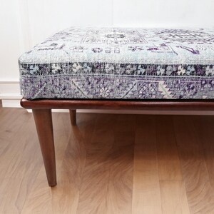 Light blue bench, Floral bench, Ottoman mid table, Unique design bench, Foyer hall bench, Doorway seating, Bathroom bench,  Rugland 167 - 01