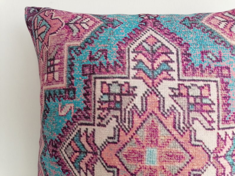 blue pink pillow, cushion cover, living room pillow, soft pillow, kilim cushion, bohemian pillow, armchair pillow, boho decor pillow