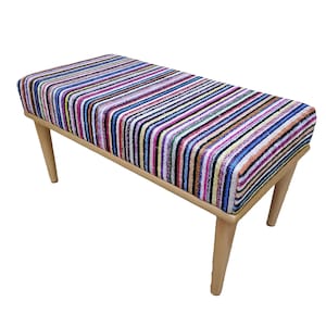 Classic bench, Blanket bench, Pub bench, Striped bench, Bohemian bench, Handmade bench, Ottoman for bedroom, Dining table bench, 17-01
