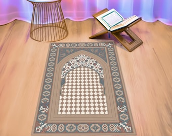 Boho Prayer Mat, Ethnic Washable Prayer Rug, Handmade Soft Velvet Rug, Elegant Prayer Carpet, Islamic Namaz Rug