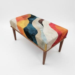 This hallway bench features a stylish upholstered design that works beautifully in kitchens, entryways, or modern farmhouse homes. Its boho-inspired look and sturdy structure provide an elegant extra seat, making it a versatile accent bench for both practical use and home decoration.