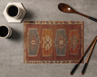 table plate coasters, vintage pattern mat, boho placement, brown placement, table decor mat, elegant old mat, dining table mat, printed mat