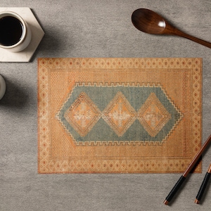 Timeless Kilim Design Placemats, Exquisite Placemats, Plush Chenille Tableware, Fabric Tableware, Textured Placemats, Geometric Tablemats