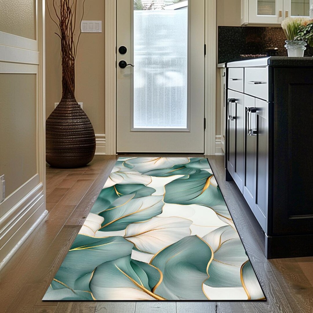 Modern Print Rug for Home, Leaf Pattern Rug, Rug With Anti-slip Backing ...