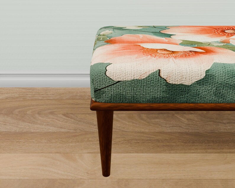 Home entrance bench, Ottoman bench, Artistic style bench, Flower pattern bench, Living room bench, Bench for corridor, Mudroom bench, M-83
