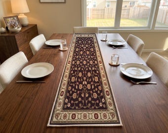 Cocoa Floral Vine Table Runner | Dresser Scarf Decor | Scandinavian Dining Accent