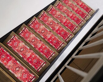 High quality step mat, Oushak pattern rug, Pink runner rug, Stair carpet, Stair treads runner, Retro rug, Stairs steps cover, Elegance rug