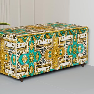 Elegance storage ottoman, Ethnic design storage ottoman, Colorful uphostered bench, Daily ottoman, Bedroom trunk, Comfortable bench, 342-03