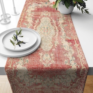 Camino de mesa botánico, camino de mesa para decoración de mesa, decoración de mesa para invitados, estilo vintage, camino de mesa de lujo para comedor, camino de mesa con estampado de letrero tradicional