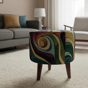 Round Pouf Stool - a unique blend of practicality, sophistication, and timeless patterns. Our pouf stool features a captivating hand-woven rug pattern that is sure to add vibrancy to any home decor.