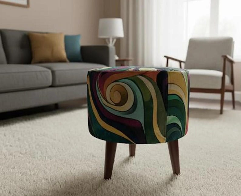 Round Pouf Stool - a unique blend of practicality, sophistication, and timeless patterns. Our pouf stool features a captivating hand-woven rug pattern that is sure to add vibrancy to any home decor.
