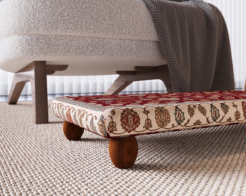 Perfect accent for modern home, Compact footrest, Mudroom bench, Turkish style footstool, Country decor bench stool, Comfort footstool,M-512