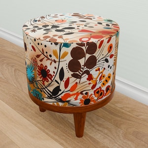 Botanischer Fußhocker, Herbst Themenbank, Blumentopf-Hocker, Allzweck-Pouf-Hocker, Mudroom-Dekor, Trendige Fußstütze, High-End-Möbel, M-111