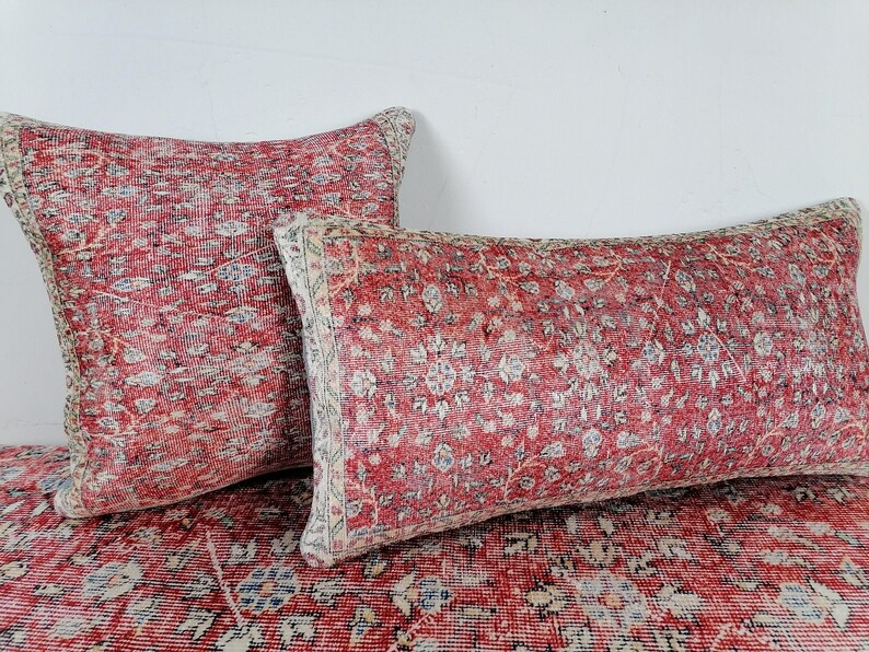 couch cushion, floral pillow case, pink lumbar pillow, bohemian pillow, botanical pillow, bench cushion, body pillow cover, armchair pillow image 8
