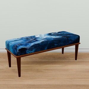 Ottoman bench, Navy blue bench, Front window bench, Unique design bench, Eclectic bench, Lounge bench, Accent bench, End of bed bench, M-45