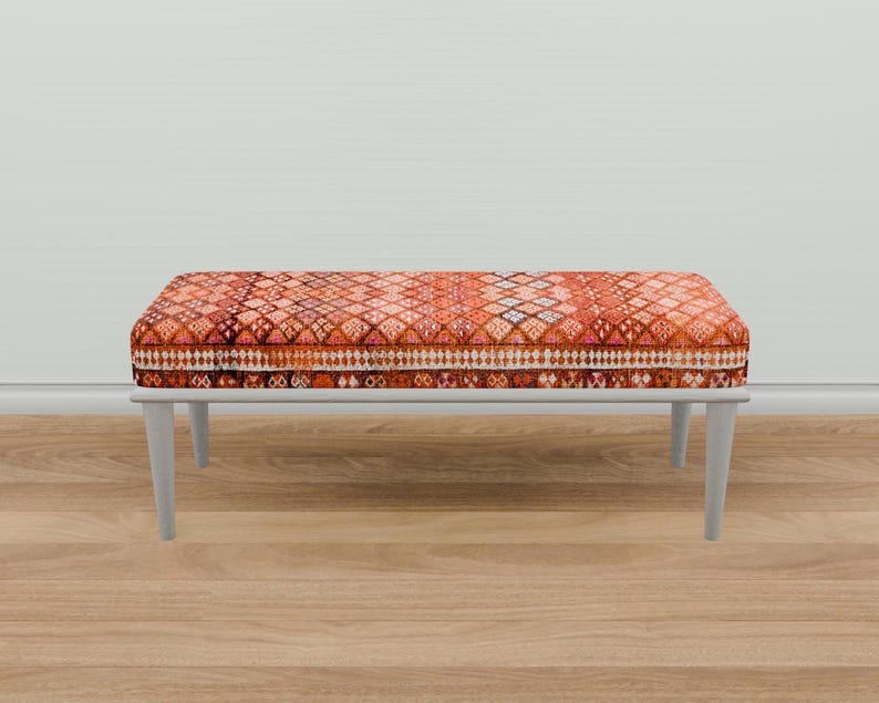 Blanket bench, Kilim pattern bench, Piano bench, Hallway bench, Upholstered bench, Keyboard bench, Mudroom bench, Elegance bench, 34-01