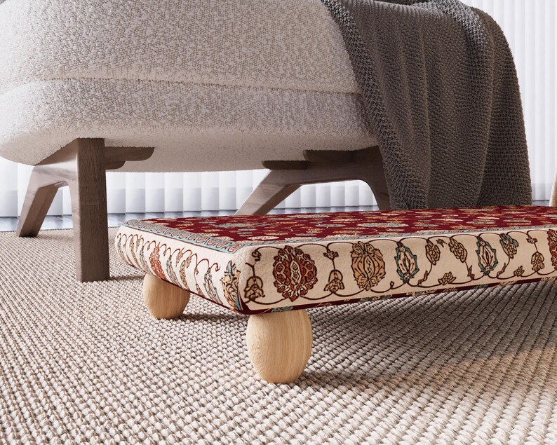 Perfect accent for modern home, Compact footrest, Mudroom bench, Turkish style footstool, Country decor bench stool, Comfort footstool,M-512