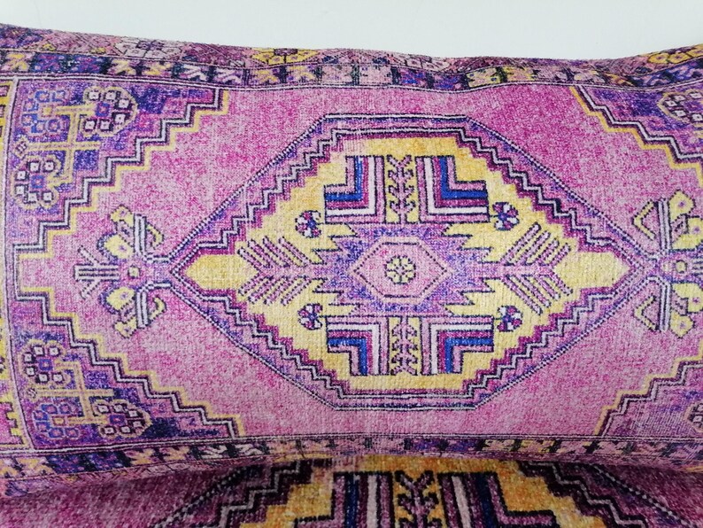 beddengoeddepot, boho kussensloop, paars sierkussen, pastelkleurige kussensloop, moderne kussens, wasbaar kussen, tapijtkussenhoes, bankkussen afbeelding 4