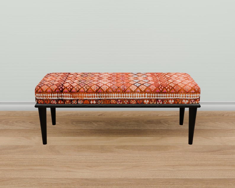 Blanket bench, Kilim pattern bench, Piano bench, Hallway bench, Upholstered bench, Keyboard bench, Mudroom bench, Elegance bench, 34-01