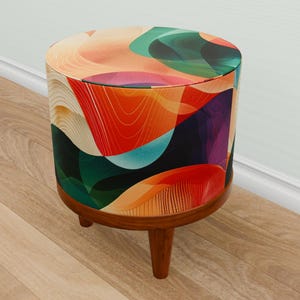 Small round pouf, Indoor decoration, Cool ottoman pouf, Bench plant stand, Livingroom stool, Trendy pouf stool, Padded footrest, M-157