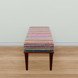 Classic bench, Blanket bench, Pub bench, Striped bench, Bohemian bench, Handmade bench, Ottoman for bedroom, Dining table bench, 17-01